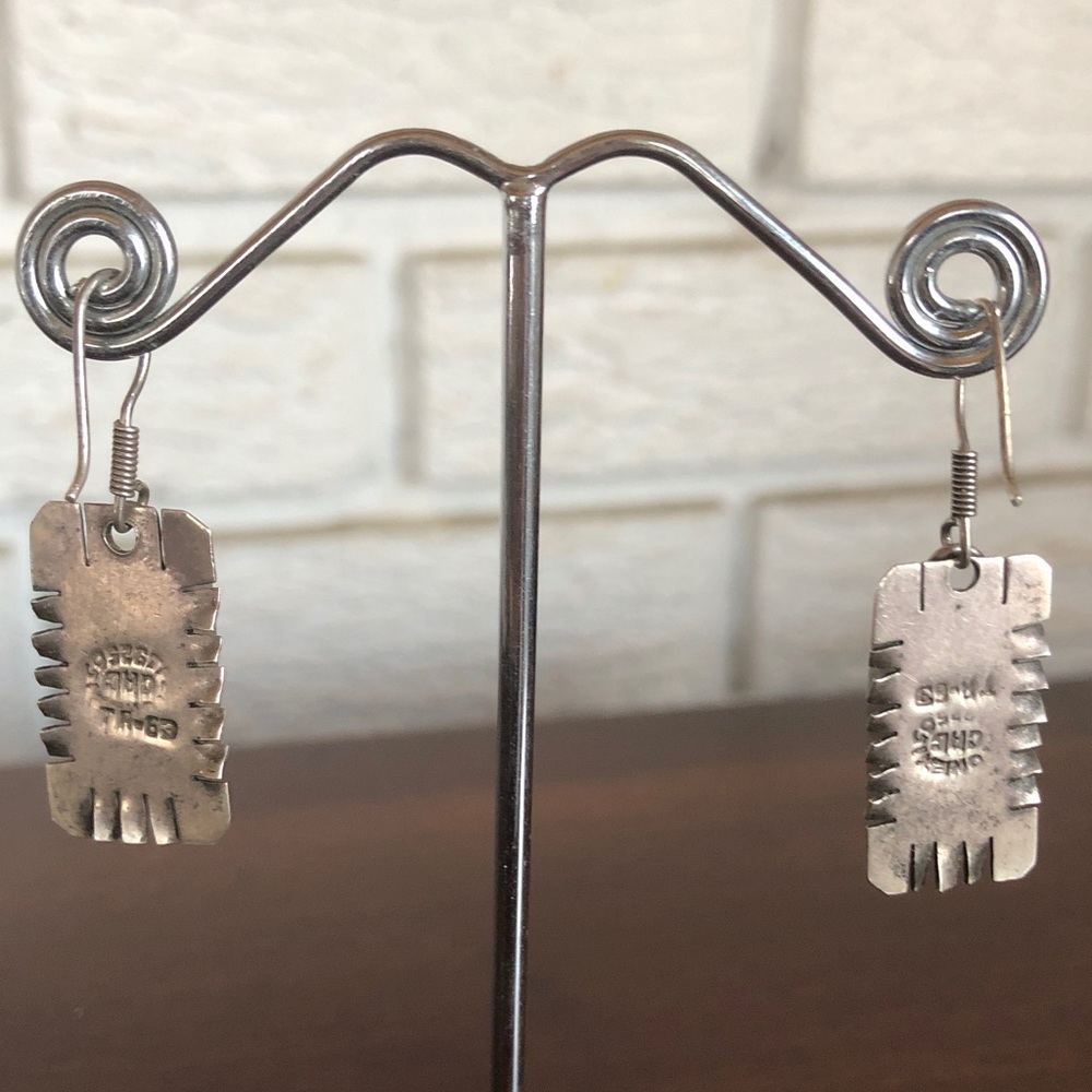 Native American Navajo sterling silver and larimar drop earrings - Picture 6 of 8